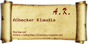 Albecker Klaudia névjegykártya