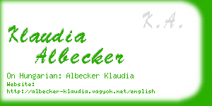 klaudia albecker business card